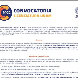 Convocatoria UNAM Enero 2022