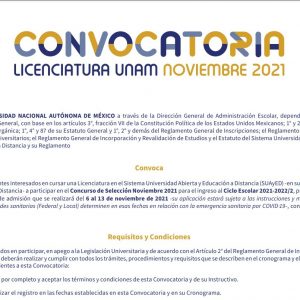 Convocatoria UNAM - Noviembre 2021